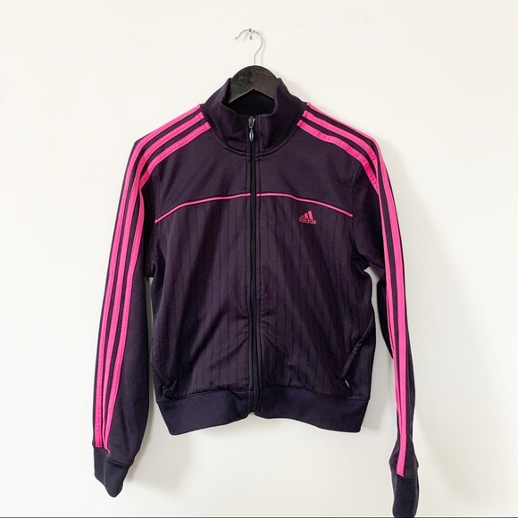 adidas Tops - Adidas Dark Purple Pink Stripes Track Jack…